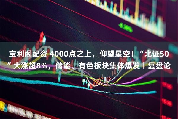 宝利阁配资 4000点之上，仰望星空！“北证50”大涨超8%，储能、有色板块集体爆发丨复盘论
